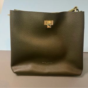 NWT Katie Loxton Army Green Shoulder Bag Gold Hardware Compartments Earthy